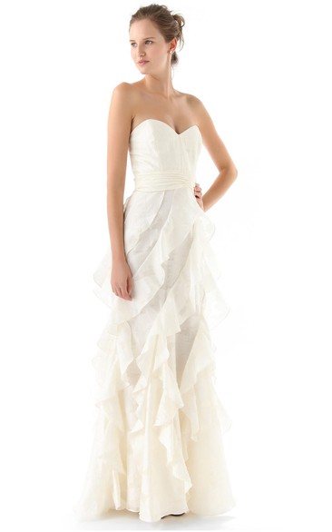 Long Sweetheart A-line Taffeta Dress With Ruffles