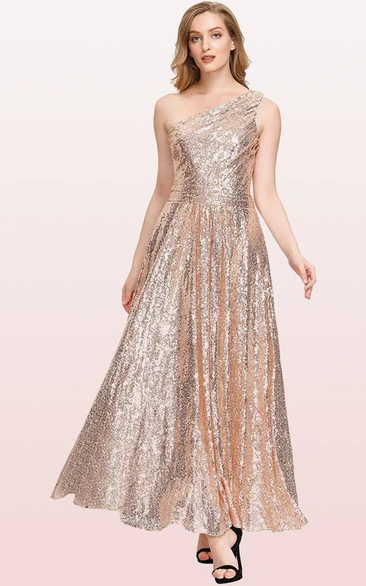 One Shoulder-rose Gold