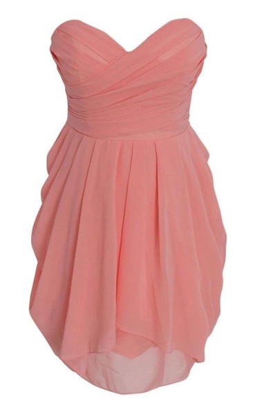 Sweetheart Short Chiffon Dress With Ruching