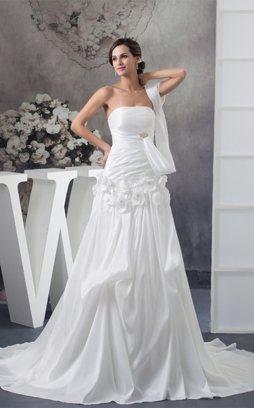 Sleeveless A-Line Pick-Up Broach and Gown With Flower