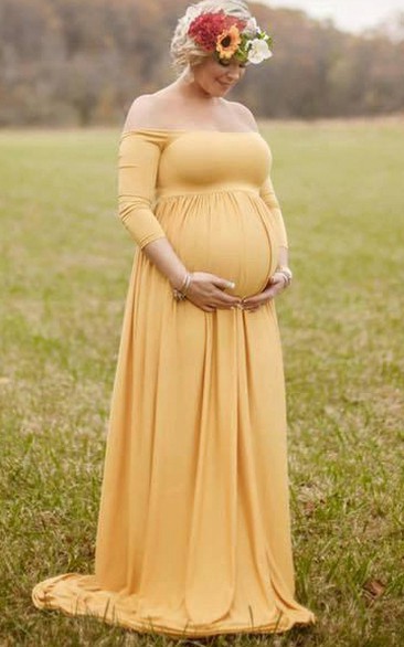 Long Sleeve Jersey Maternity Dress With Split