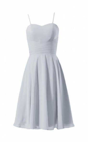 Sleeveless Mini Chiffon Dress With Spaghetti Straps