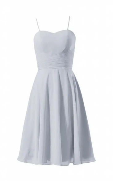 Sleeveless Mini Chiffon Dress With Spaghetti Straps