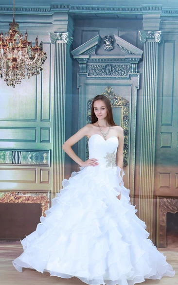 Floating Ball Gown Sweetheart Satin Sleeveless Wedding Dresses