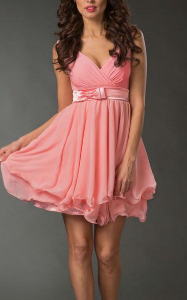 Short Sleeveless Sleeve Chiffon Dress