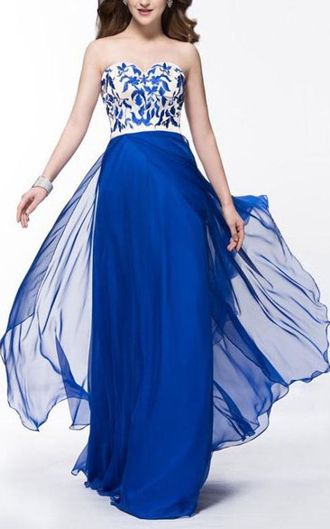 Stunning A-Line Embroidery Sweetheart Chiffon Prom Dress