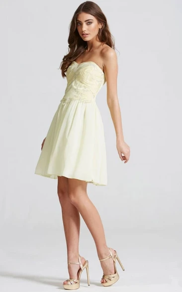 Short Sweetheart Sleeveless Beaded Chiffon Bridesmaid Dress