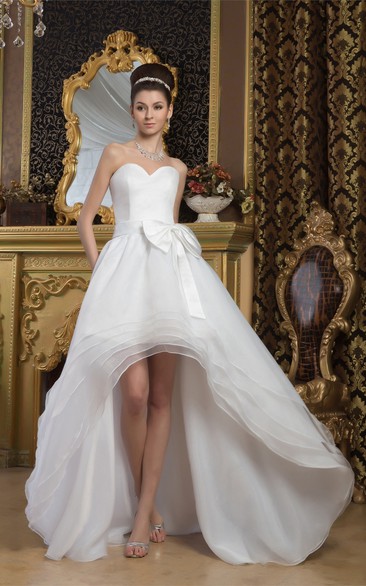 Sweetheart A-Line High-Low Bow and Gown With Tiers