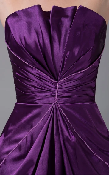 Sleeveless A-Line Mini Satin Dress With Ruching