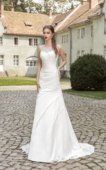 Floor-length Ruching Crystal Detailing Dress 