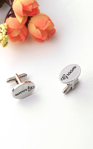 Alloy Lettering Groom Cufflinks