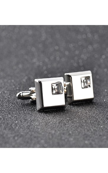 Classic Alloy Cufflinks with Rhinestone-2 Color Options