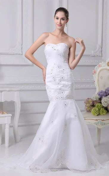 Sleeveless Embroidered Mermaid Corset Back and Dress With Stress
