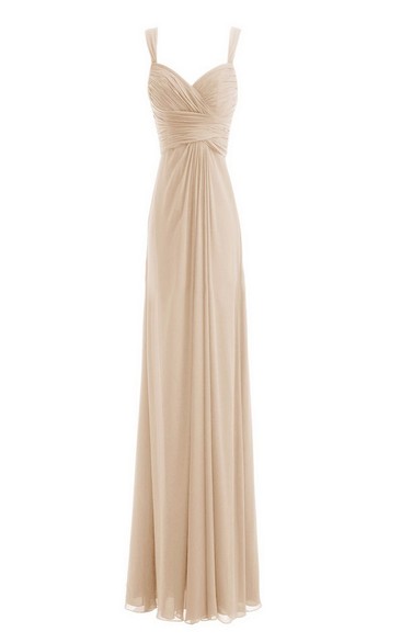 Sleeveless Empire Chiffon Dress With Criss-cross Ruching