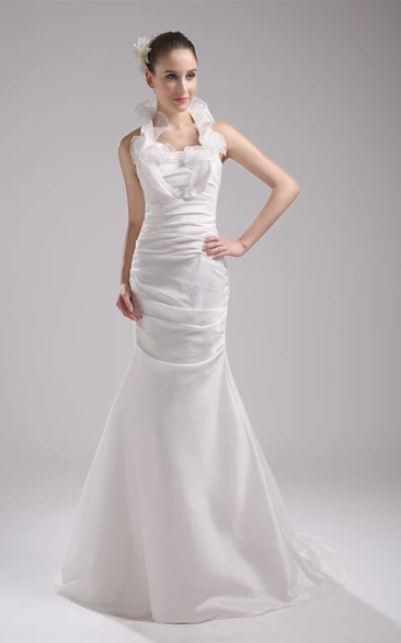 Sleeveless Mermaid Ruched Dress With Ruffled Neckline