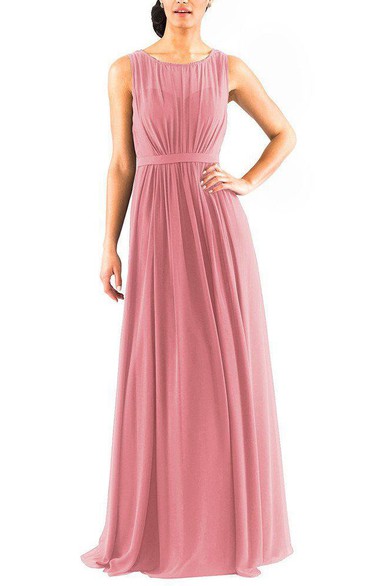 Illusion Boteau Neck Strapless Chiffon Bridesmaid Dress