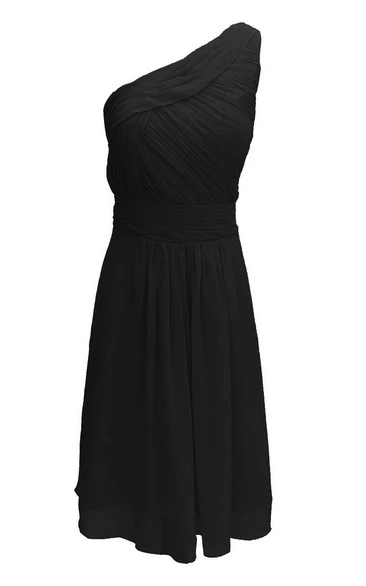 One-shoulder Basque Waist Chiffon Wedding Dress
