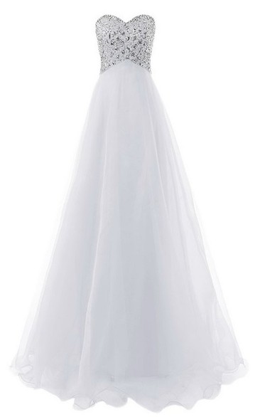 Sweetheart Crystal Stone Long Layered Tulle Dress