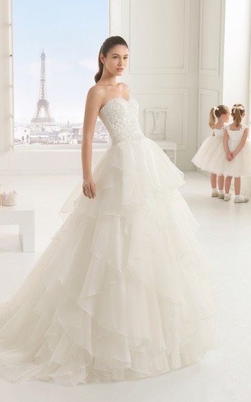 Beading Sweetheart A-line Dress With Cascading Ruffles