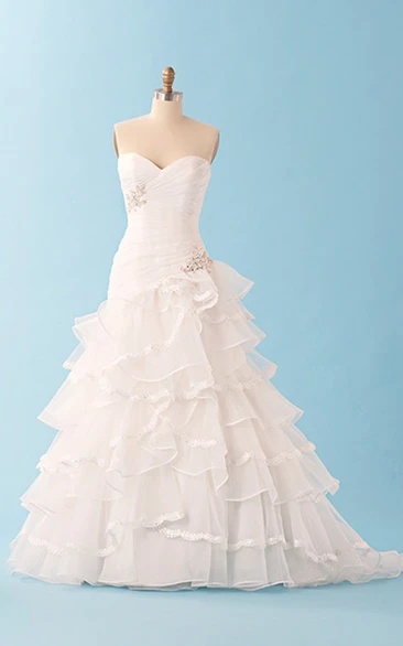 Unique Bandage-Style Organza Dress With Multible Tiers