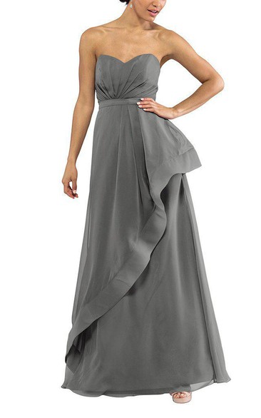 Sweetheart Ruched Asymmetric Long Bridesmaid Dress