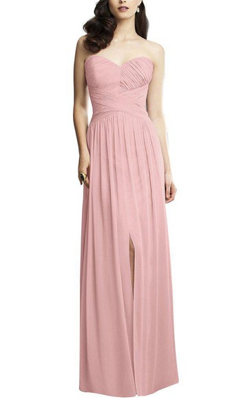 Sweetheart Chiffon Dress with Front Split