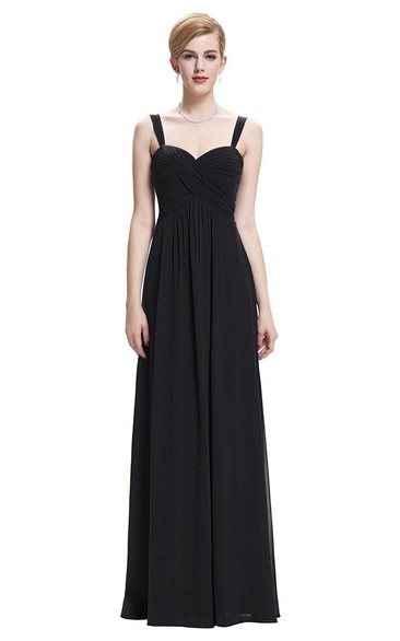 Sleeveless Floor-length Chiffon Gown with Criss Cross Detail