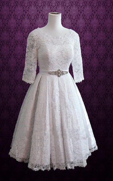 Retro Tea Length Lace Wedding Christina Dress