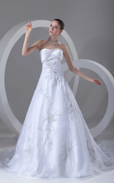 Magnificent Sleeveless Soft Sweetheart a Line Satin Organza Wedding Dresses