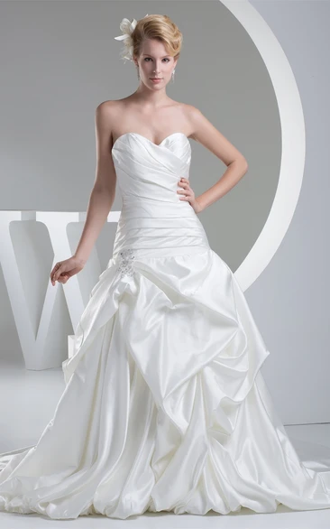 Sweetheart Pick-Up Ruched Court Train and Gown With Ruffles