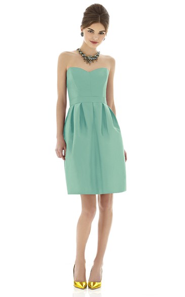 Satin Simple Strapless Dress With Zipper Back