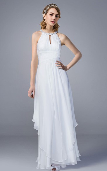 Halter Style Chiffon Long Wedding Dress