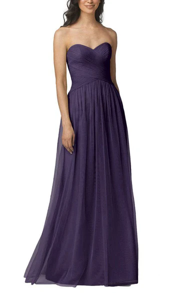 Ruched Tulle Criss-cross Bodice Long Dress