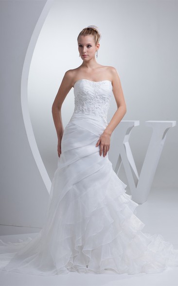Sleeveless Column Appliqued Appliques and Dress With Tiers