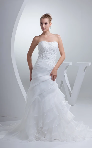 Sleeveless Column Appliqued Appliques and Dress With Tiers