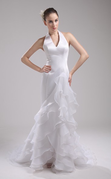 V-Neck Sleeveless Siren Style Dress With Tiers and Ruffles