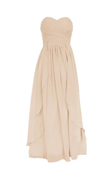 Sweetheart Knee-length Tiered Chiffon Dress With Ruffles