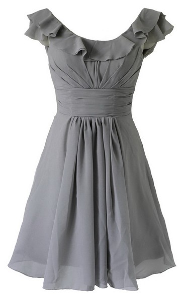 Sleeveless Short Empire Chiffon Dress With Pleats