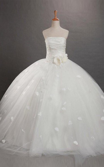 Ball Gown Strapless Ruffles Sleeveless Floor-length Organza Flower Girl Dresses