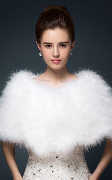 Bride Fur Ostrich Hair Shawl Cape Winter Wool Shawl