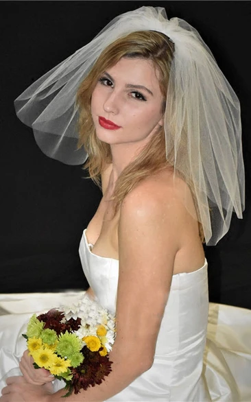 Double-Layer Short Bridal Veil With Hair Comb
