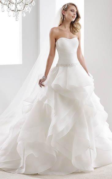 Illusion-Neck Sheath Mermaid Wedding Dress With Beaded Design And Brush Train