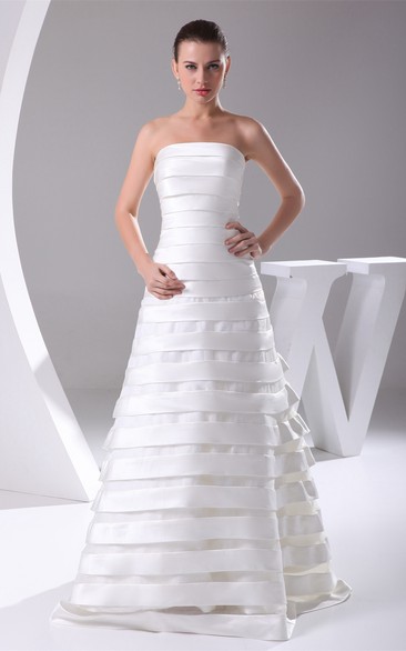 Simple A-Line Floor Length Gown With Bandage and Back Bow