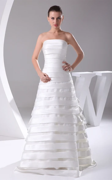 Simple A-Line Floor Length Gown With Bandage and Back Bow