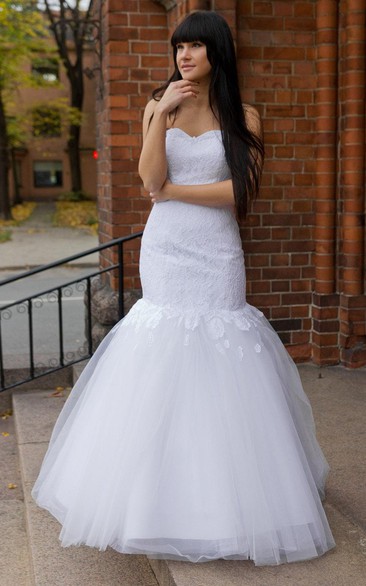 Mermaid Sweetheart Lace Gown With Pleated Tulle Skirt