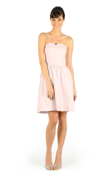 A-Line Strapless Short Simple Dress With Notched Neckline