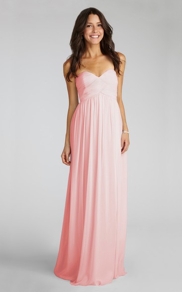 Modern Long-Chiffon Sweetheart Dress With Ruching