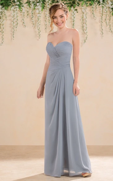 Sweetheart A-Line Floor-Length Gown With Crisscrossed Ruches