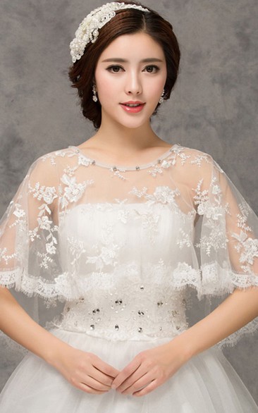 New Lace Red White Cape Shawl