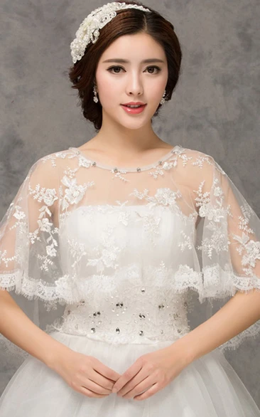 New Lace Red White Cape Shawl